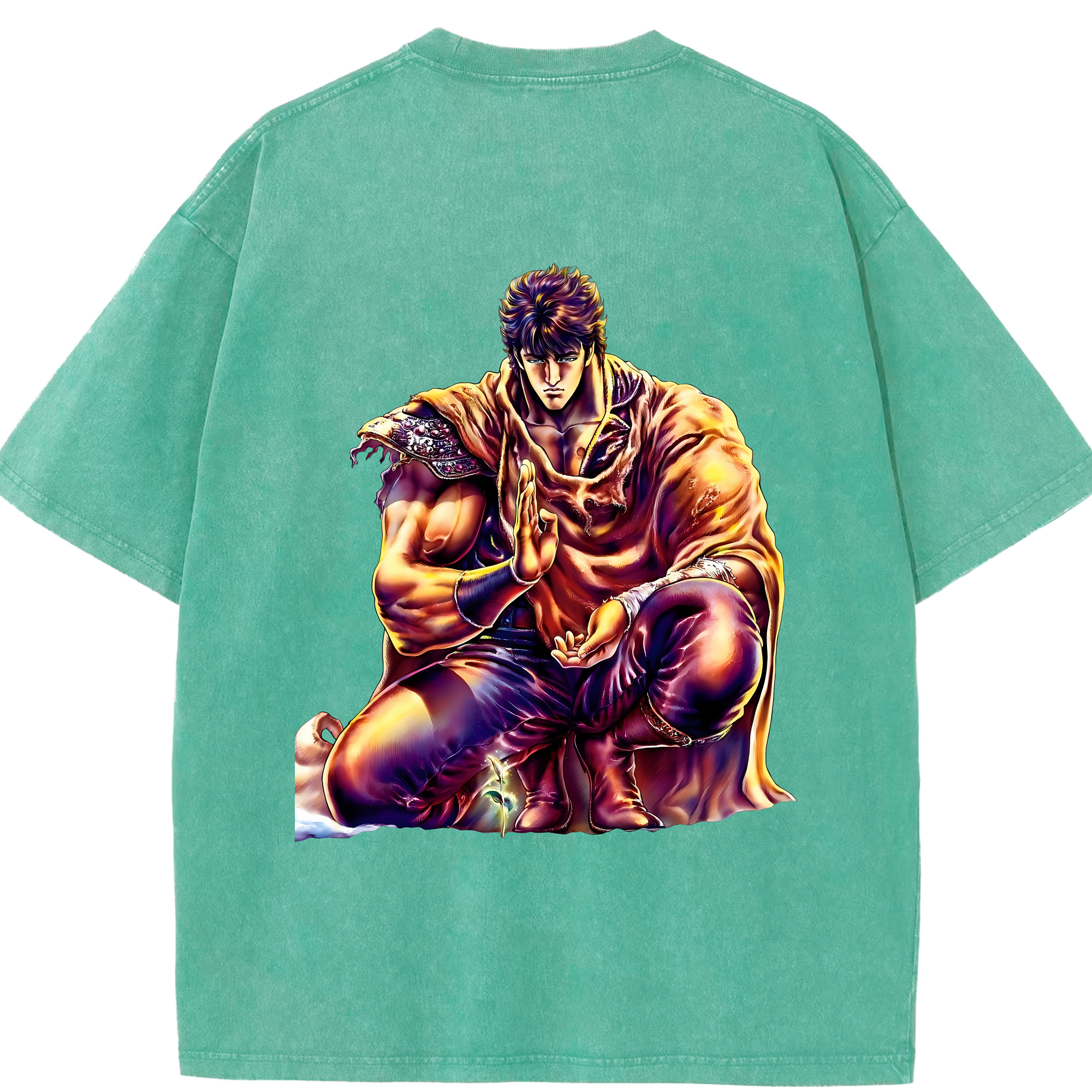 （画像用） 北斗の拳 Fist of the North Star 綿100% ヴィンテージ風 半袖Tシャツ（背面プリント）